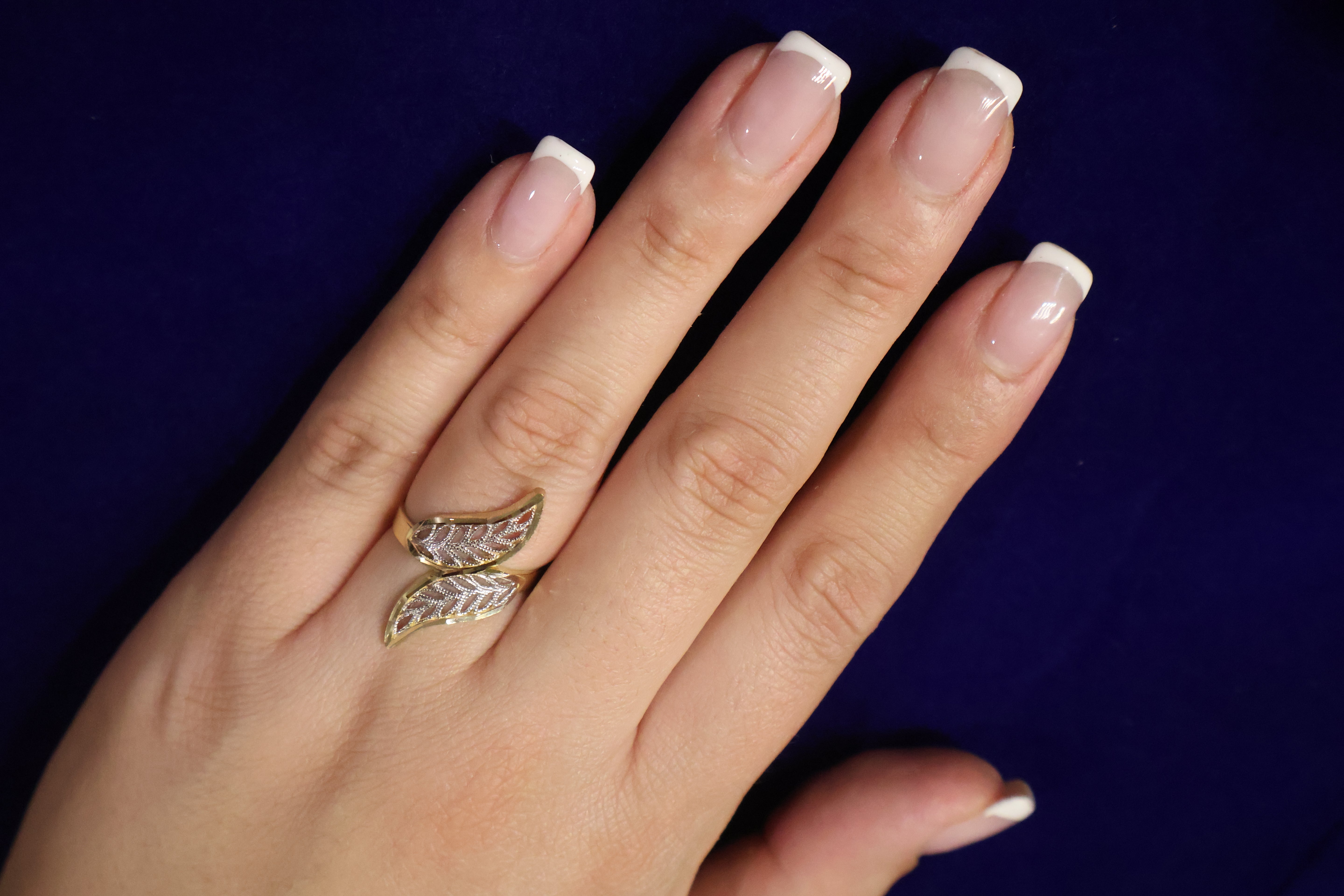 14k Double leaf ring