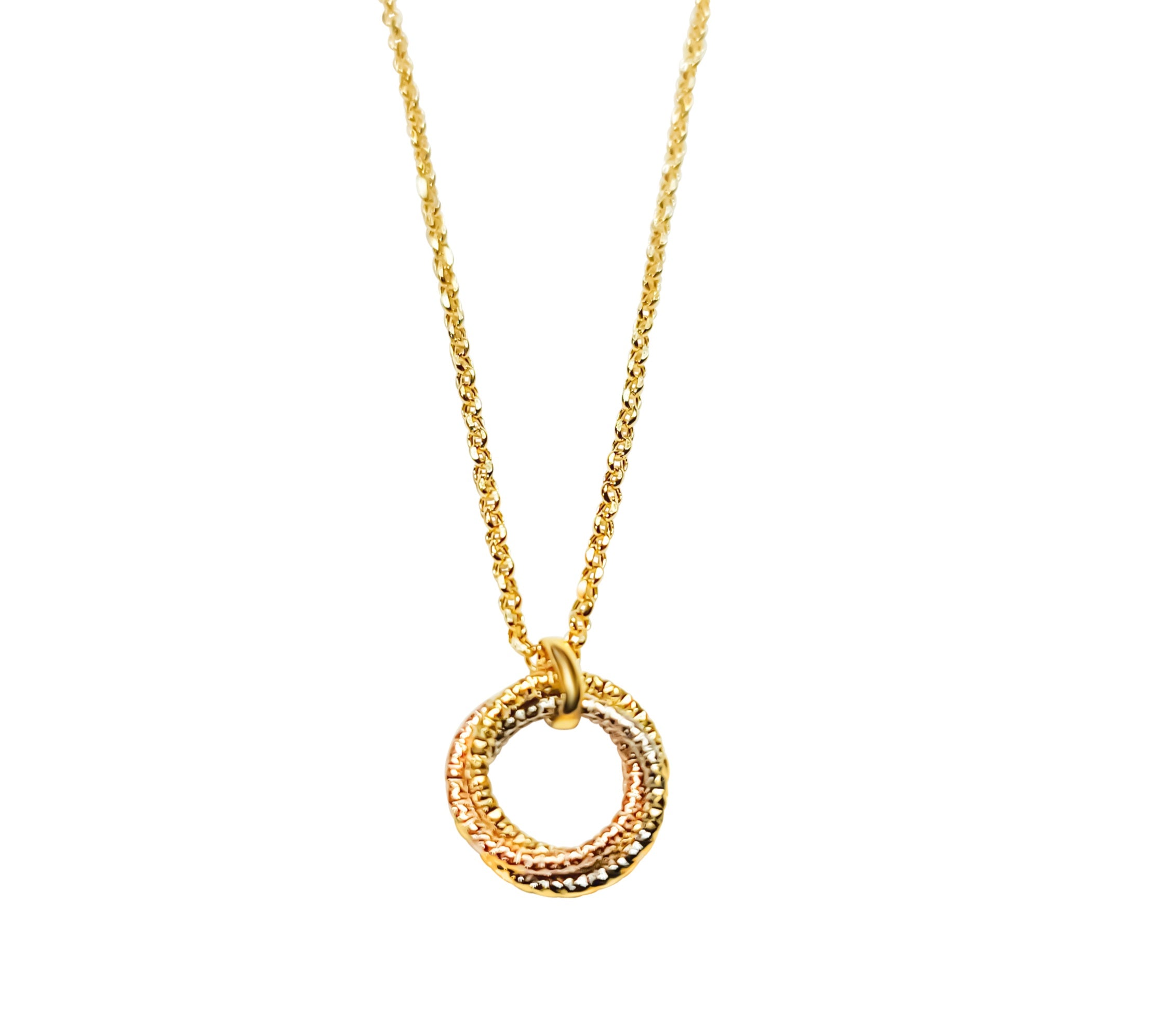 14k Three tone love knot necklace