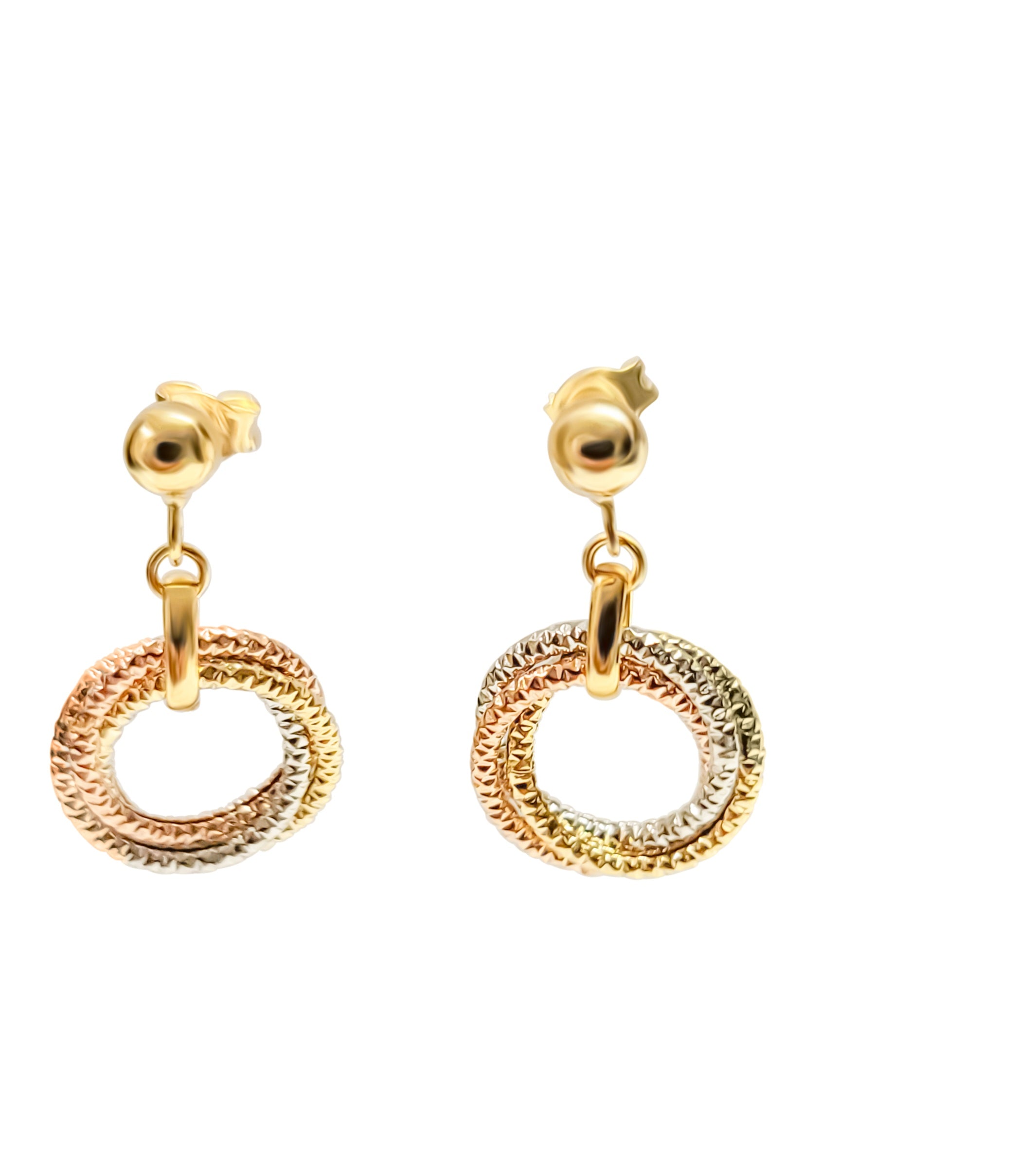 14k Three tone love knot earring